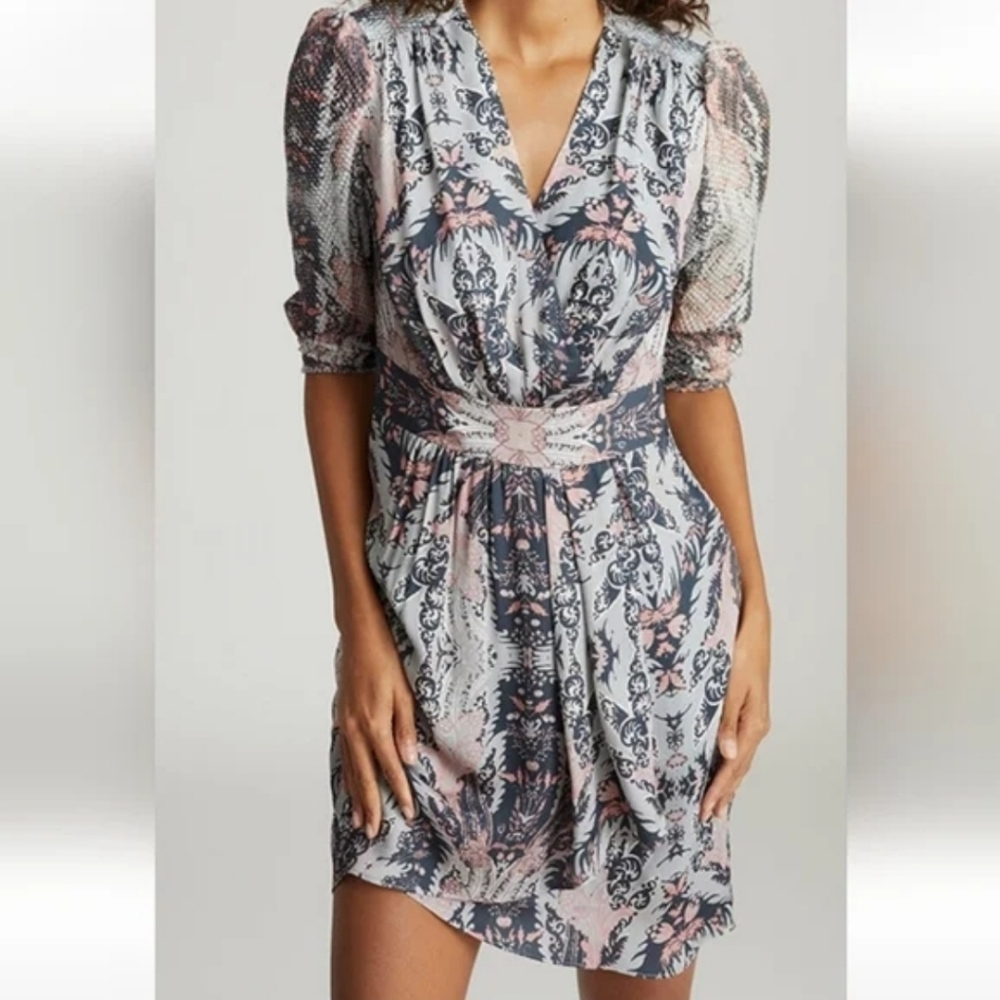 Reiss Lacey Paisley Print Textured Mini Dress